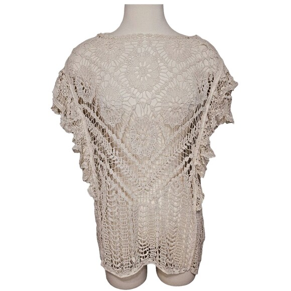 Anthropologie Tops - Ivory crochet shear hippie top anthropologie womens large shirt